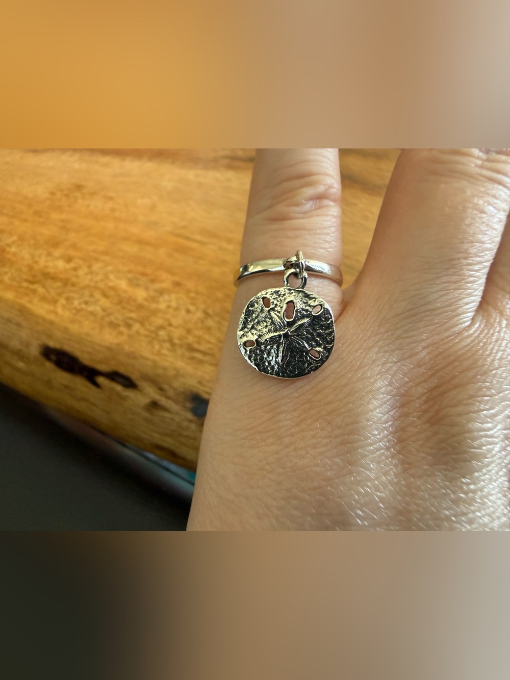 Retired James Avery Sterling Silver Sand Dollar Charm Pinky Ring 4.25